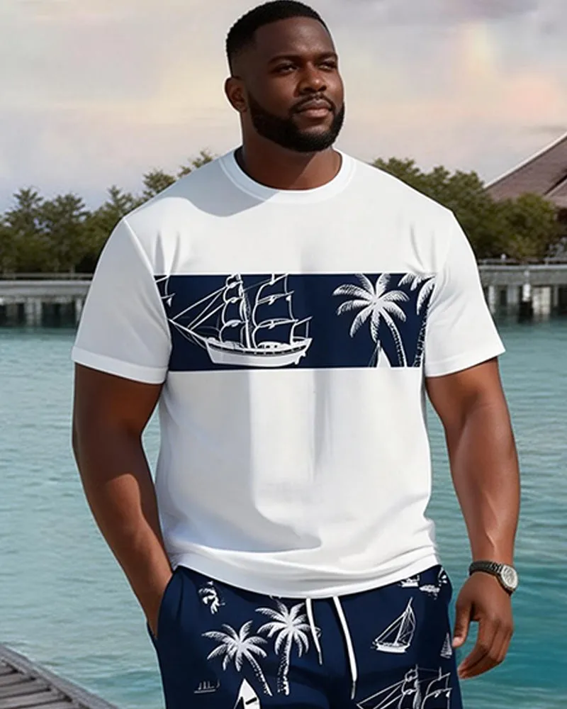 Big & Tall Men's Nautical Coconut Sailing Print Round Neck Short Sleeve T-Shirt Shorts Set sold by Biggmans product image thumbnail 3