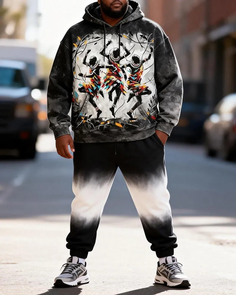 Big & Tall Men's Street Dancer Tie-Dye Gradient Print Hoodie Set sold by Biggmans