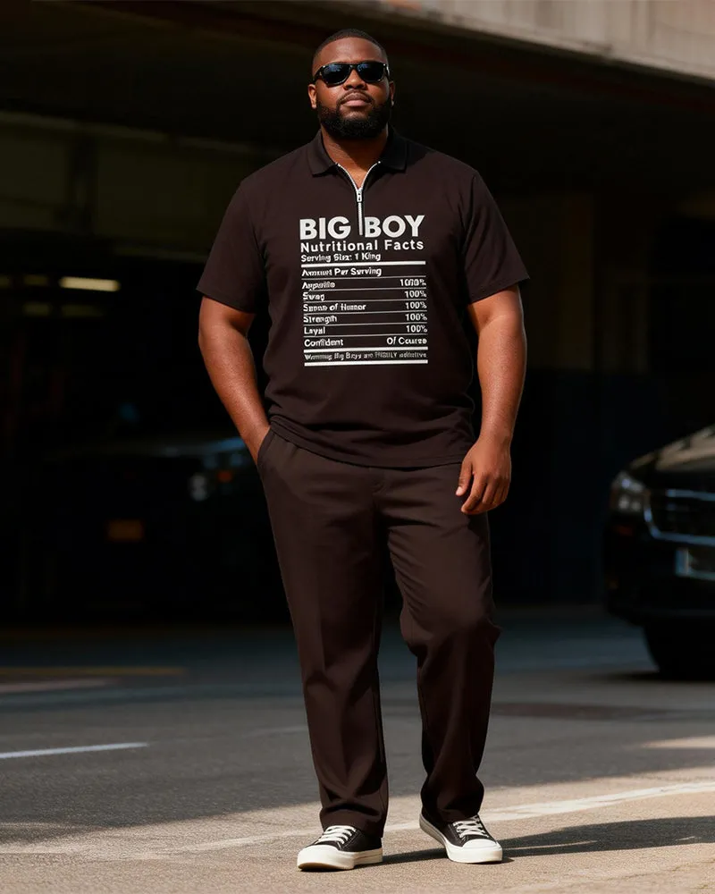 Big & Tall Men's "BIG BOY" Fun Label Printed Zipper Polo Short Sleeve Pants Set sold by Biggmans