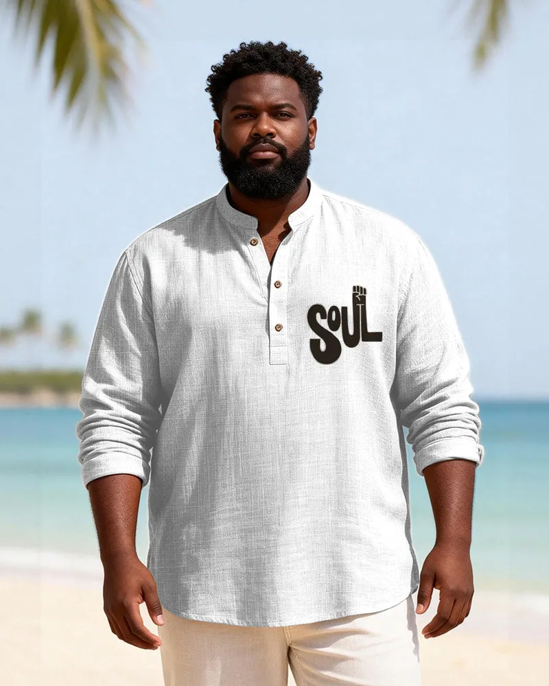 Big & Tall Men's SOUL Alphabet Print Henry Collar Long Sleeve Shirt sold by Biggmans product image thumbnail 3