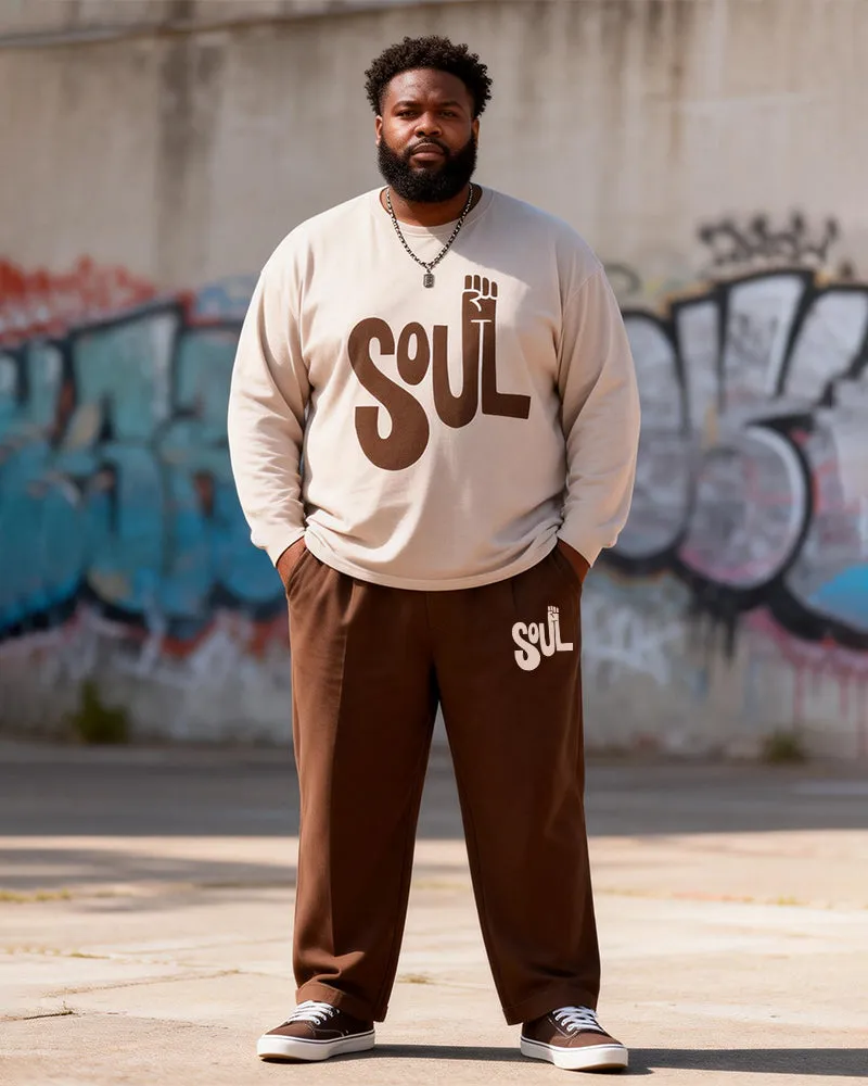 Big & Tall Men's Curry SOUL Letter Print Long Sleeve T-Shirt Pants Set sold by Biggmans product image thumbnail 4