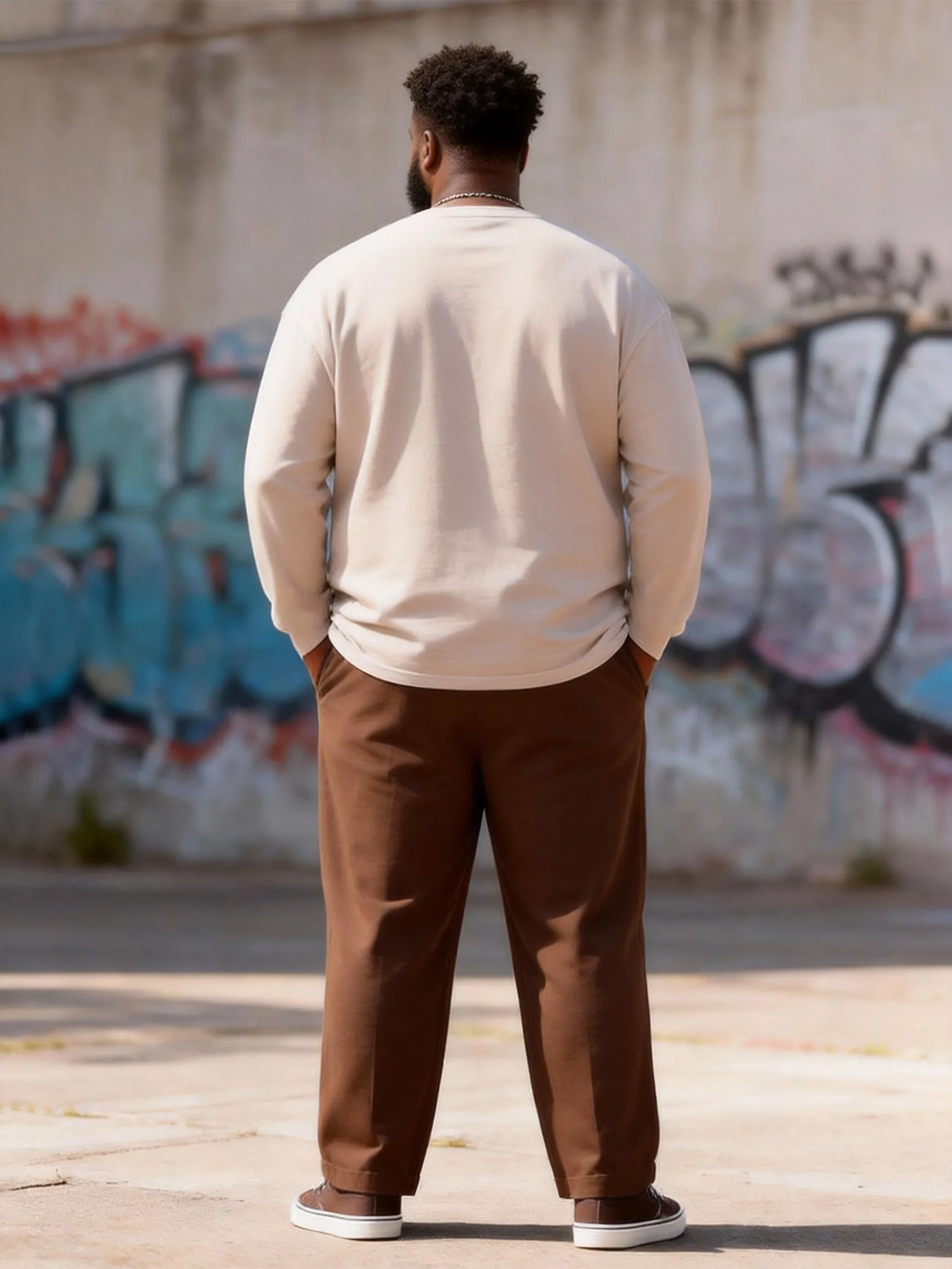 Big & Tall Men's Curry SOUL Letter Print Long Sleeve T-Shirt Pants Set sold by Biggmans product image thumbnail 5