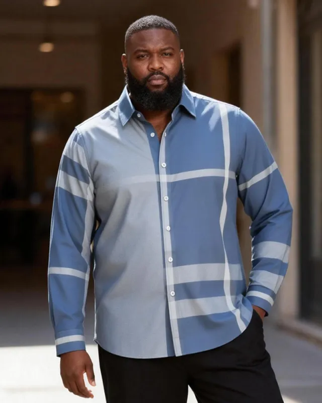 Big & Tall Men's Plaid Long Sleeve Printed Shirt sold by Biggmans