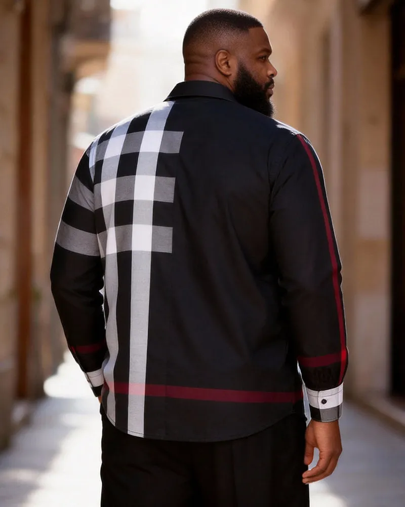 Big & Tall Men's Black And Red Contrast Plaid Long Sleeve Shirt sold by Biggmans product image thumbnail 3