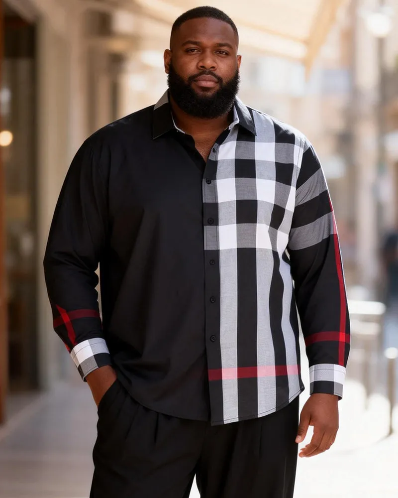 Big & Tall Men's Black And Red Contrast Plaid Long Sleeve Shirt sold by Biggmans product image thumbnail 2