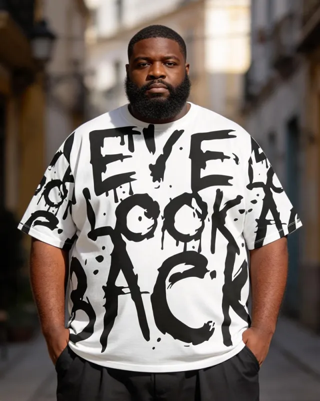 Big & Tall Men's Graffiti "EYE LOOK BACK" Street Art Printed Round Neck Short Sleeve T-Shirt sold by Biggmans