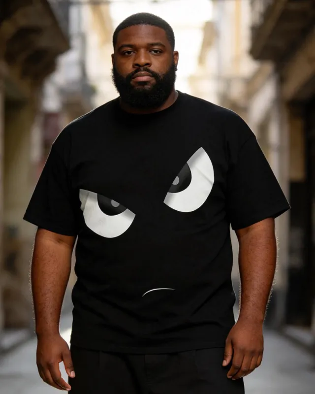 Big & Tall Men's Angry Eyes Print Round Neck Short Sleeve Tee sold by Biggmans