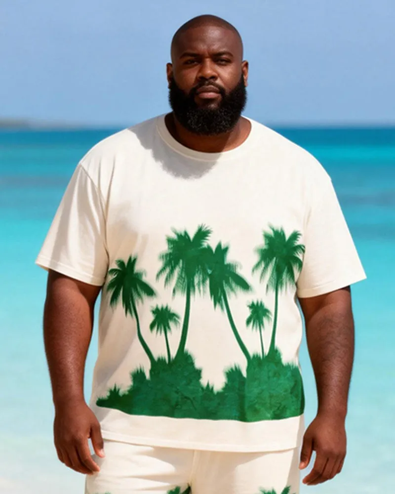 Big & Tall Men's Green Coconut Grove Silhouette Gradient Print Round Neck Short Sleeve T-Shirt Shorts Set sold by Biggmans product image thumbnail 2