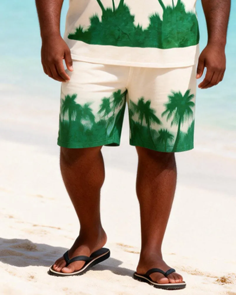 Big & Tall Men's Green Coconut Grove Silhouette Gradient Print Round Neck Short Sleeve T-Shirt Shorts Set sold by Biggmans product image thumbnail 3