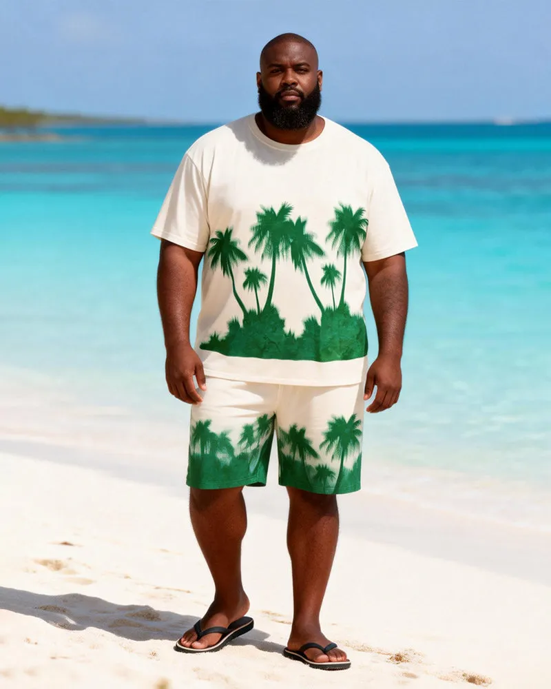 Big & Tall Men's Green Coconut Grove Silhouette Gradient Print Round Neck Short Sleeve T-Shirt Shorts Set sold by Biggmans