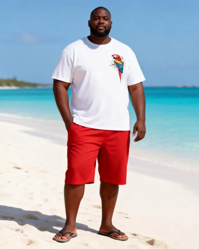 Big & Tall Men's Parrot Print Crewneck Short Sleeve T-Shirt Shorts Set made by Biggmans