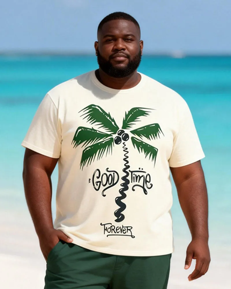 Big & Tall Men's Coconut Tree Graffiti Print Round Neck Short Sleeve T-Shirt Shorts Set sold by Biggmans product image thumbnail 2