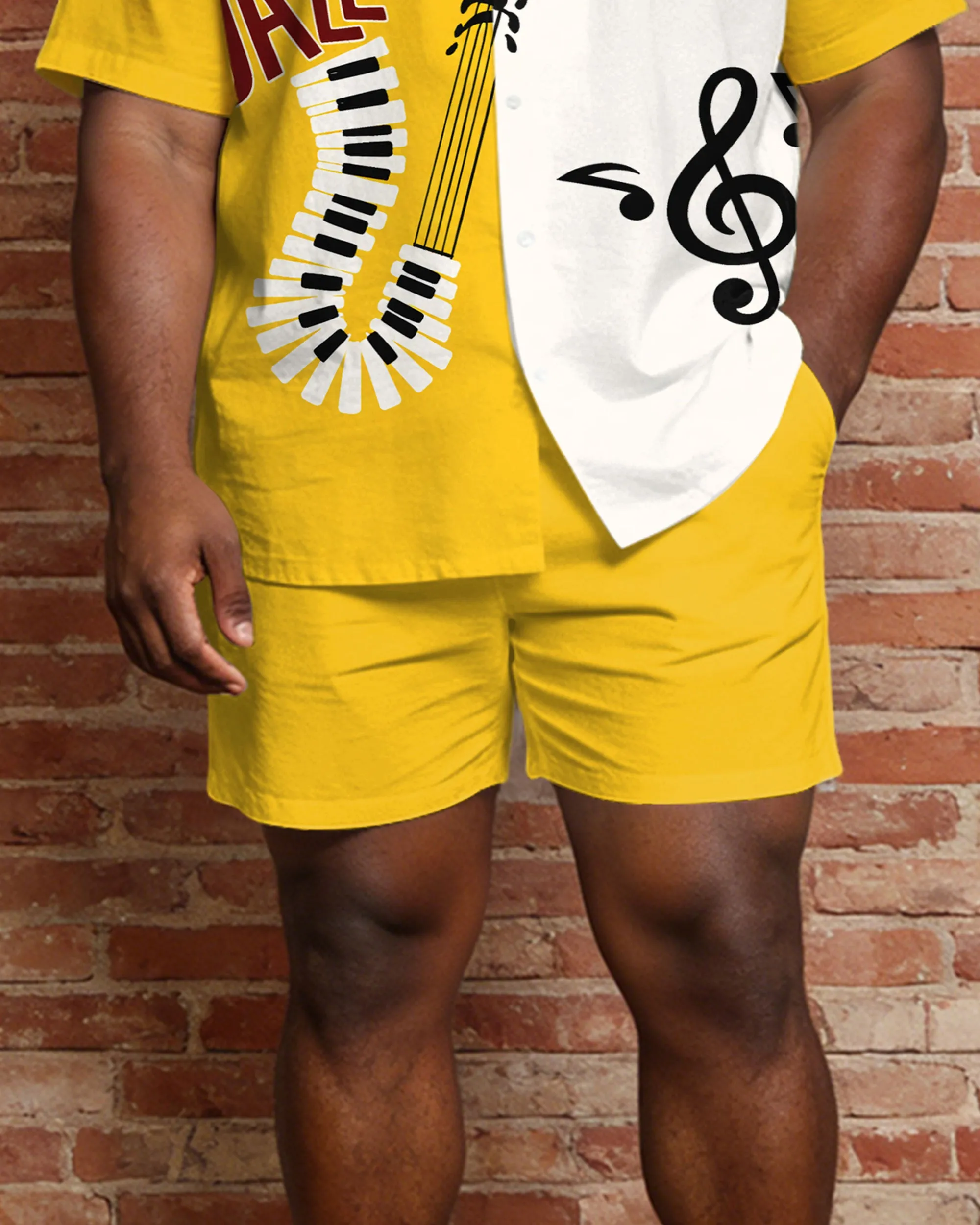 Big & Tall Men's Music Carnival Print Short Sleeve Shirt Shorts Set sold by Biggmans product image thumbnail 3