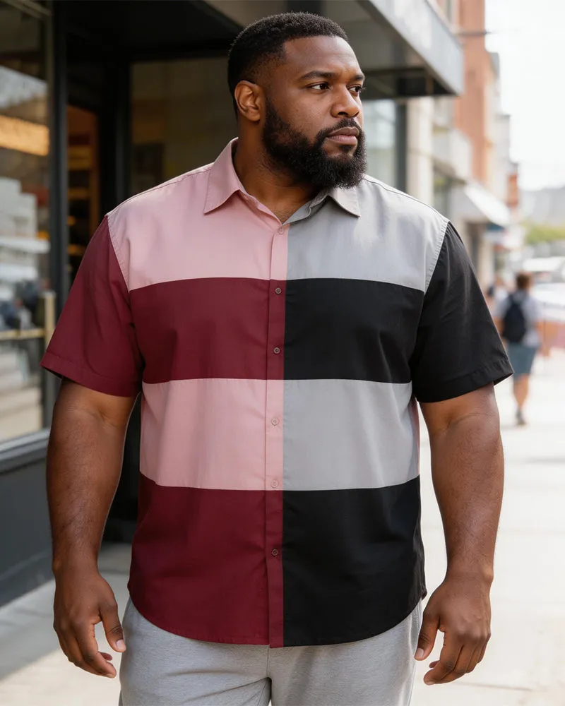 Big & Tall Men's Wine Red Gray Black Striped Printed Short Sleeve Shirt sold by Biggmans product image thumbnail 2