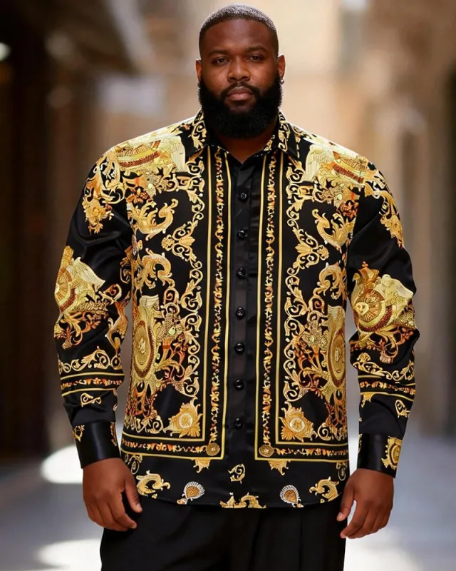 Big & Tall Men's Baroque Print Long Sleeve Shirt sold by Biggmans