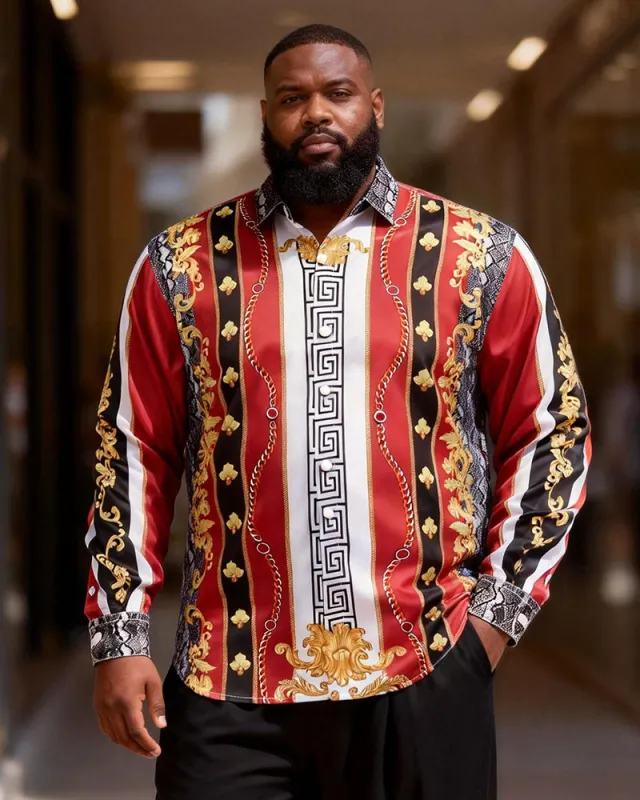 Big & Tall Men's Greek-Print Long Sleeve Shirt sold by Biggmans