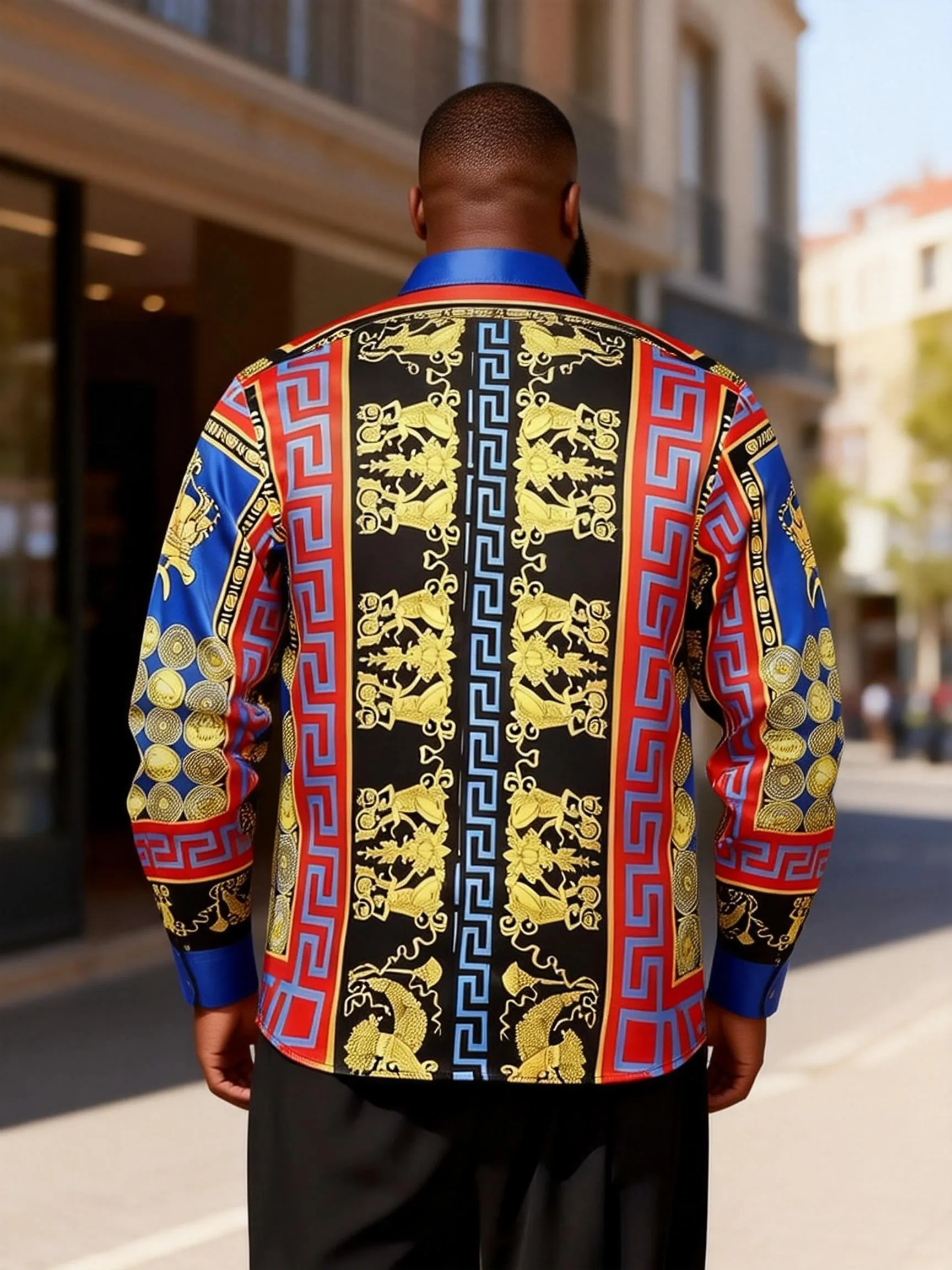 Big & Tall Men's Printed Long Sleeve Shirt sold by Biggmans product image thumbnail 3