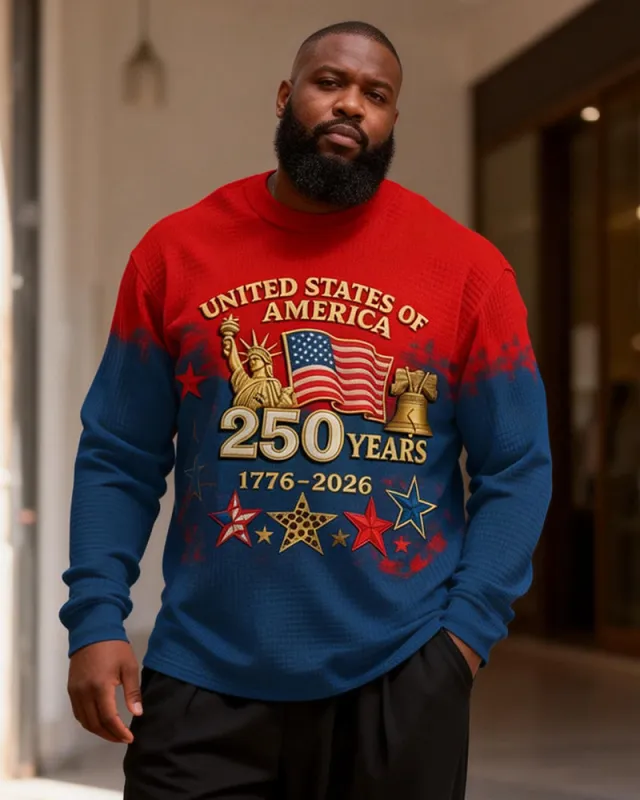 Big & Tall Men's 250 Independence Day Commemorative Printed Long Sleeve T-Shirt made by Biggmans