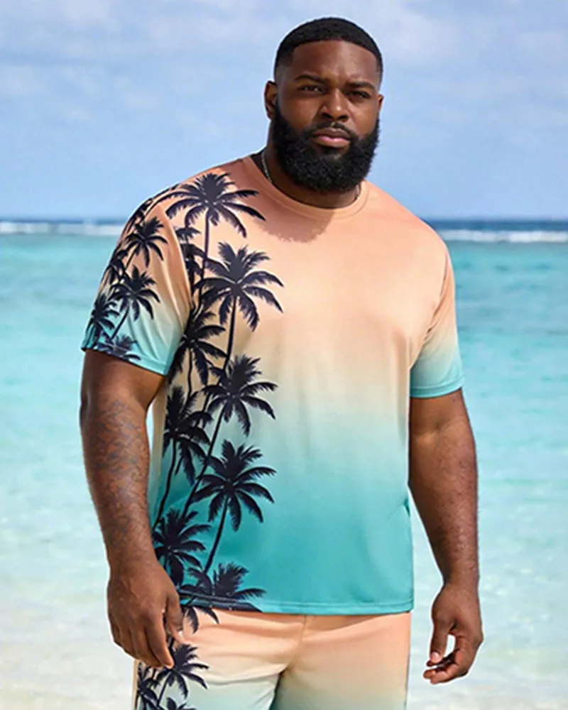Big & Tall Men's Coconut Grove Gradient Print Round Neck Short Sleeve T-Shirt Shorts Set sold by Biggmans product image thumbnail 2