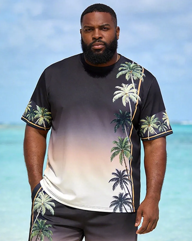 Big & Tall Men's Black Coconut Tree Gradient Print Crewneck Short Sleeve T-Shirt Shorts Set sold by Biggmans product image thumbnail 2