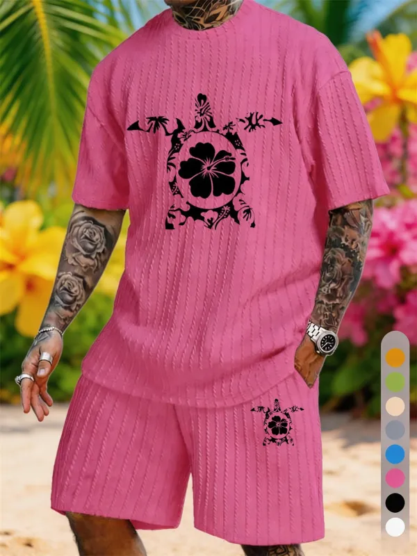 Hibiscus Flower Turtle Totem Print Texture Large Size Holiday Set made by Biggmans