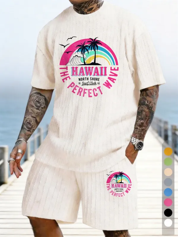 Hawaiian Rainbow Surf Print Texture Plus Size Holiday Set made by Biggmans