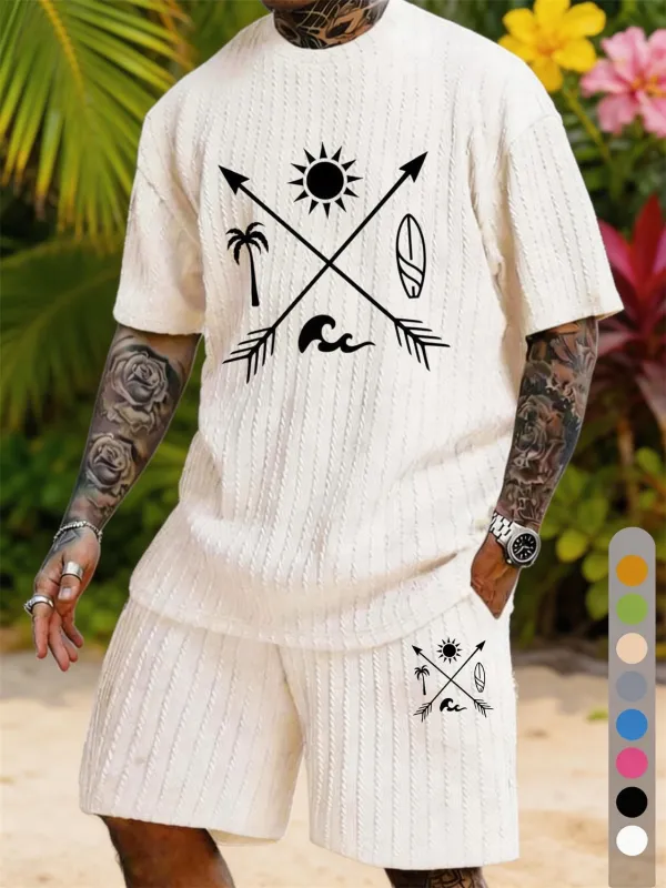 Surf Arrows Sun Print Texture Plus Size Vacation Suit made by Biggmans