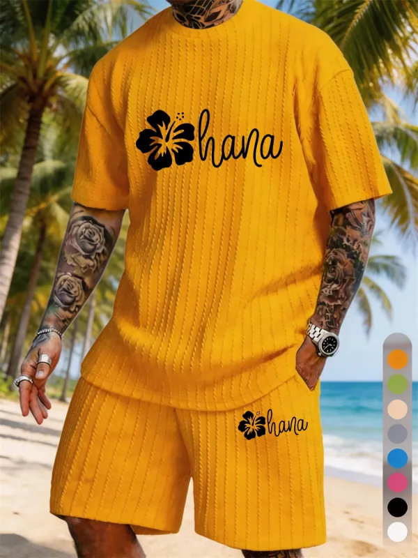Ohana Hibiscus Flower Print Texture Plus Size Vacation Suit made by Biggmans