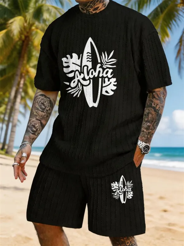 ALOHA Surfboard Tropical Plant Print Texture Large Size Vacation Set made by Biggmans