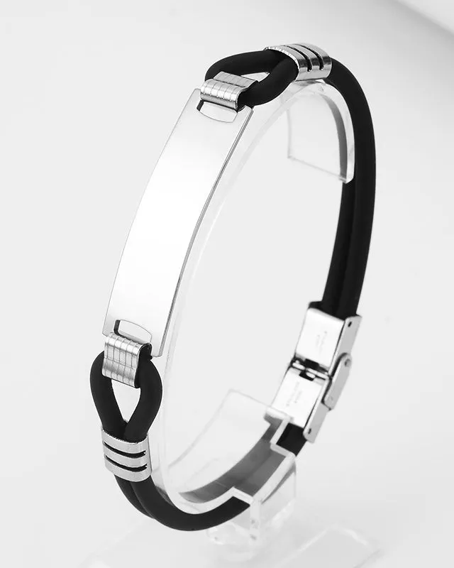 Men's Silicone Stainless Steel Bracelet Titanium Steel Bracelet made by Biggmans