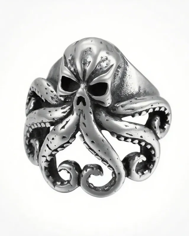 Vintage Punk Men Octopus Titanium Steel Ring made by Biggmans