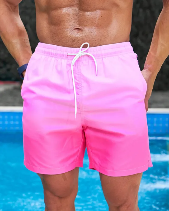 Men's Big & Tall Pink Gradient Swim Trunks made by Biggmans