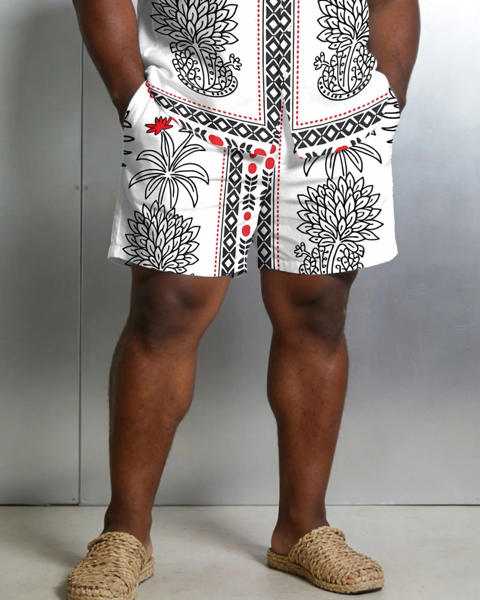 Men's Large Size Symmetrical Print Short Sleeve Shirt And Shorts Set sold by Biggmans product image thumbnail 3