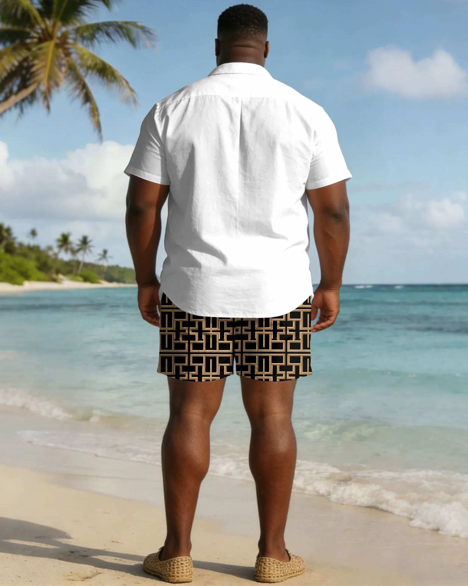 Men's Plus Size Chest Pocket Short Sleeve Shirt Shorts Set sold by Biggmans product image thumbnail 4