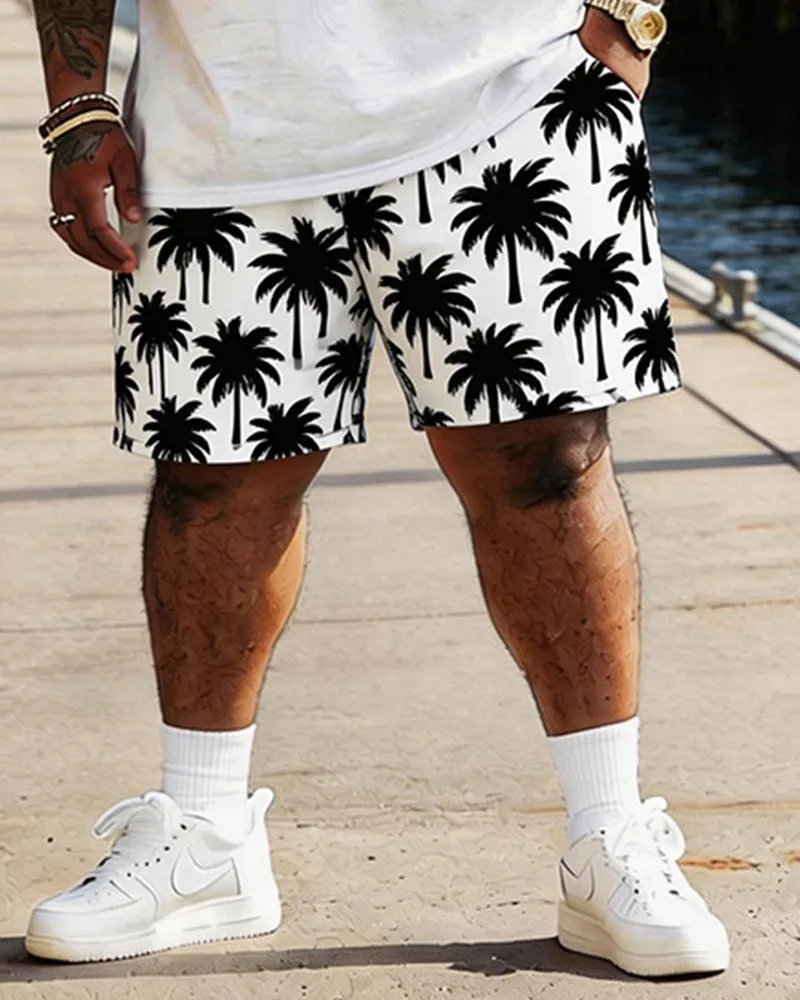 Big & Tall Men's Hawaiian Coconut Tree Sunset Print Round Neck Short Sleeve T-Shirt Shorts Set sold by Biggmans product image thumbnail 3