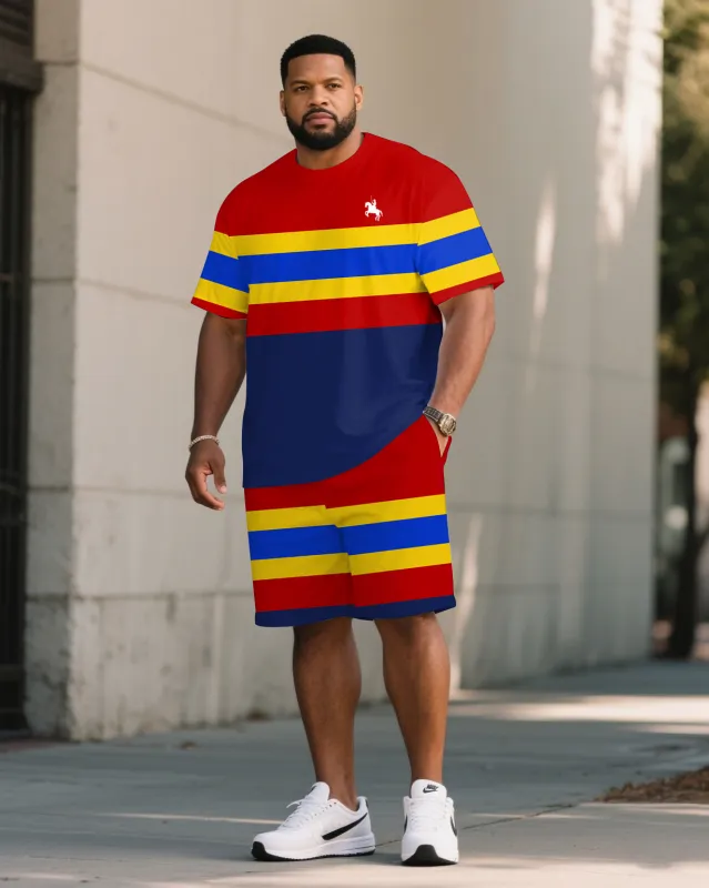 Men's Casual Large Size Short-sleeved Shorts Set made by Biggmans