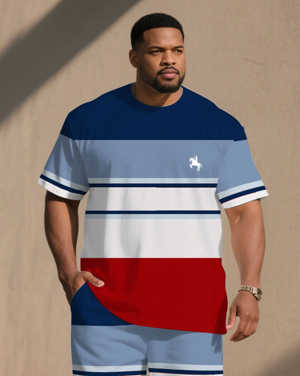 Men's Large Size Multi-color Casual Short-sleeved Shorts Set sold by Biggmans product image thumbnail 2