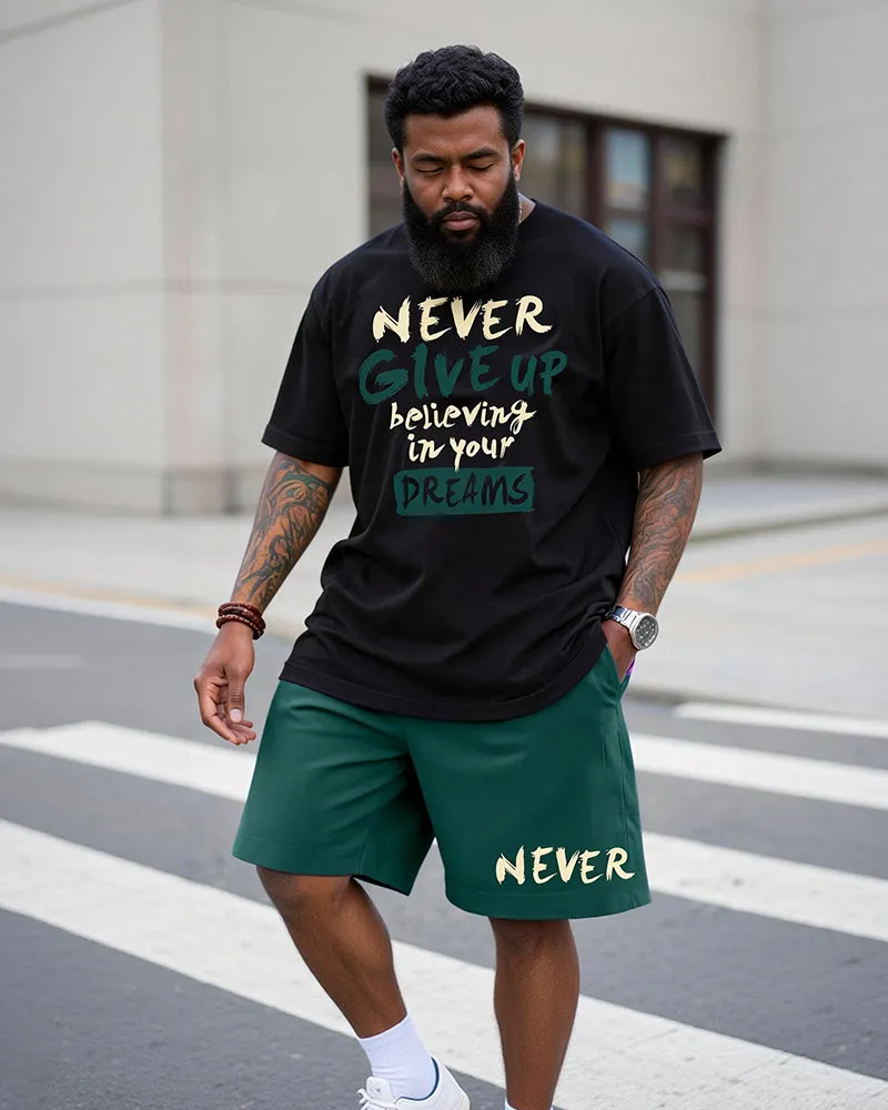 Big & Tall Men's "never Give Up" Inspirational Printed Crew Neck Short Sleeve T-shirt Shorts Set sold by Biggmans product image thumbnail 2