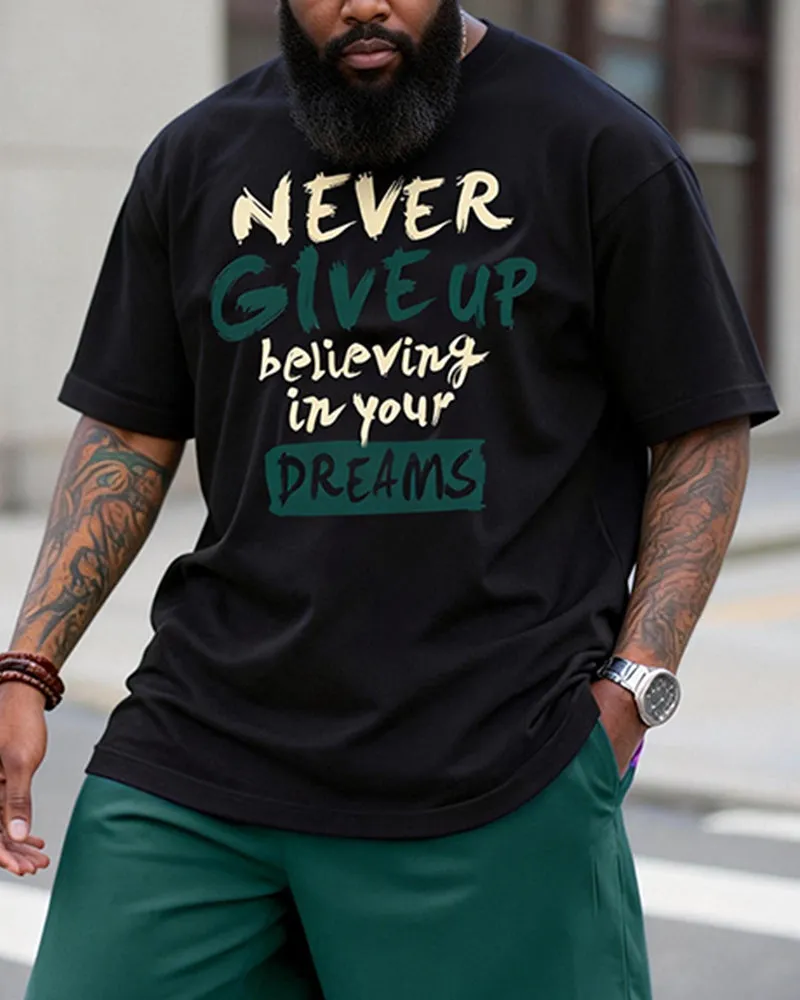Big & Tall Men's "never Give Up" Inspirational Printed Crew Neck Short Sleeve T-shirt Shorts Set sold by Biggmans product image thumbnail 3