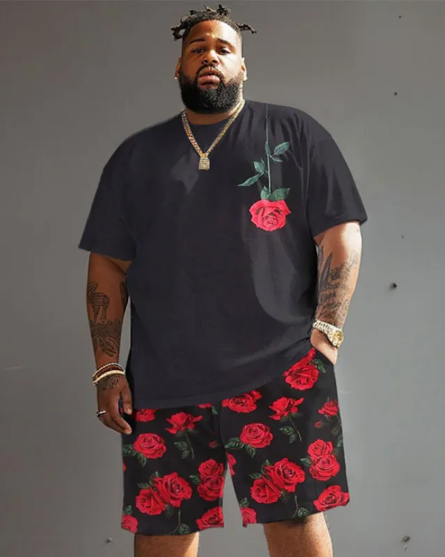 Street Vitality Rose Print Big and Tall Men's Set|Biggmans made by Biggmans