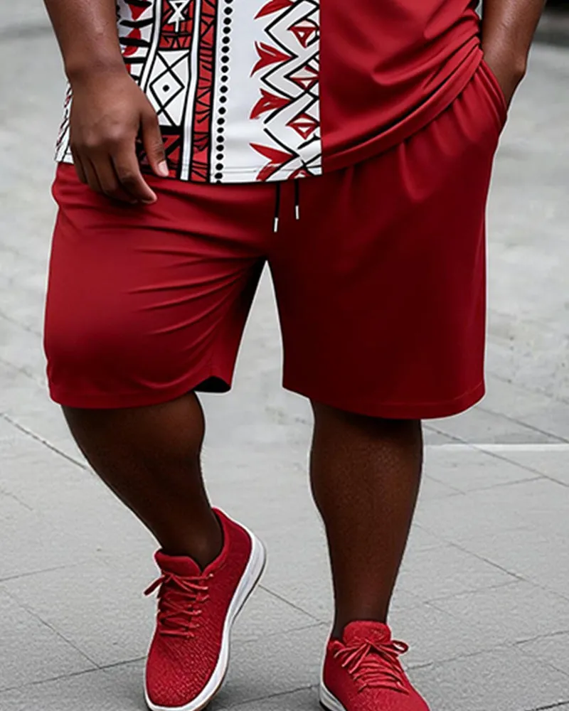 Big & Tall Men's Spliced Skull Ethnic Style Printed Crewneck Short Sleeve T-Shirt Shorts Set sold by Biggmans product image thumbnail 3