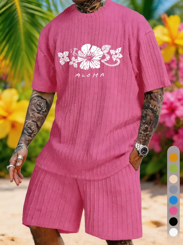 ALOHA Althea Flower Printed Texture Large Size Vacation Suit made by Biggmans