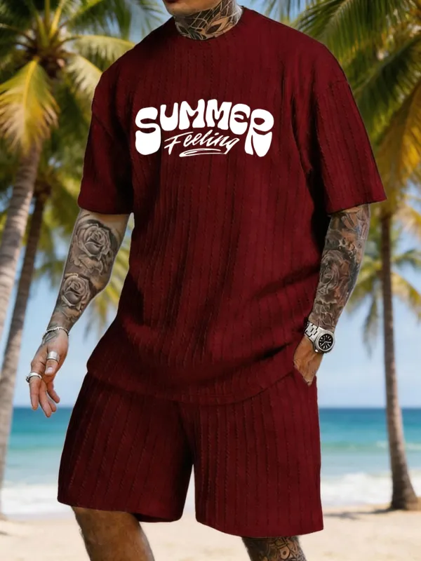 "SUMMER Feeling" Print Texture Large Size Vacation Suit made by Biggmans