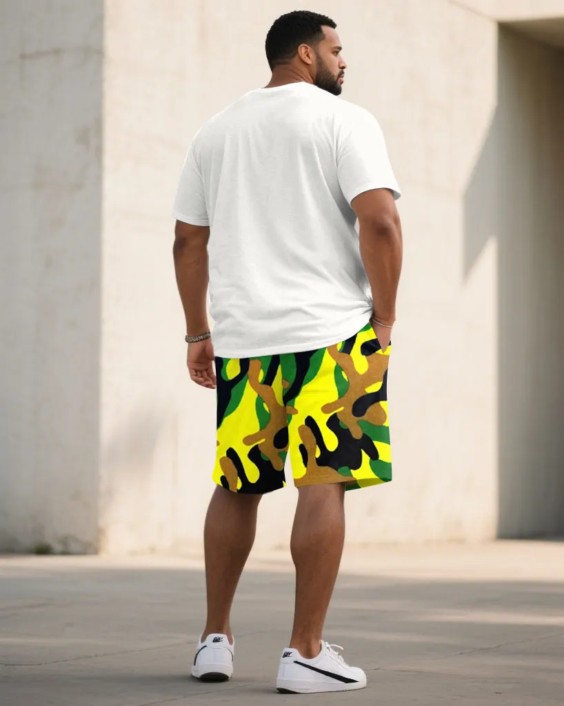 Large Size Men's Camouflage "BIG" Slogan Print Short Sleeve T-shirt Shorts Set sold by Biggmans product image thumbnail 4