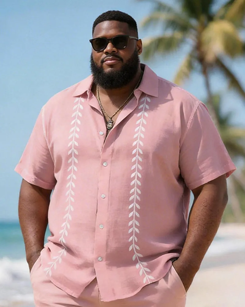 Big & Tall Men's Leaf Print Short Sleeve Shirt Shorts Set sold by Biggmans product image thumbnail 2
