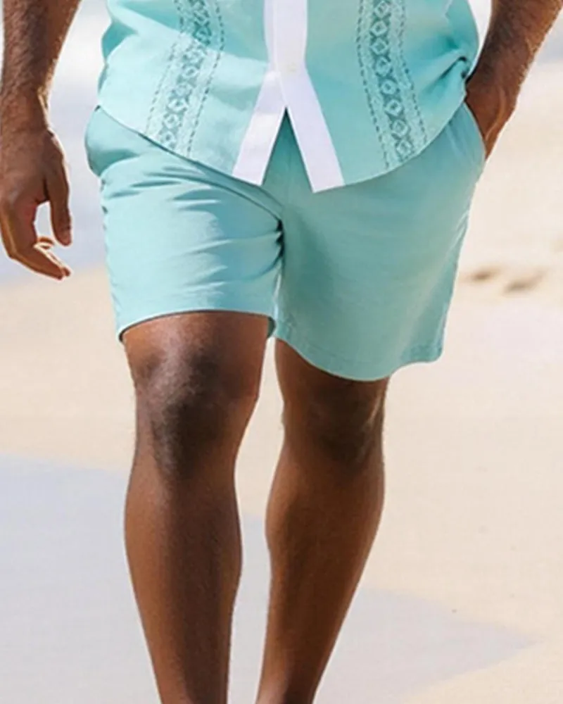 Big & Tall Men's White Edge Geometric Print Short Sleeve Shirt Shorts Set sold by Biggmans product image thumbnail 3