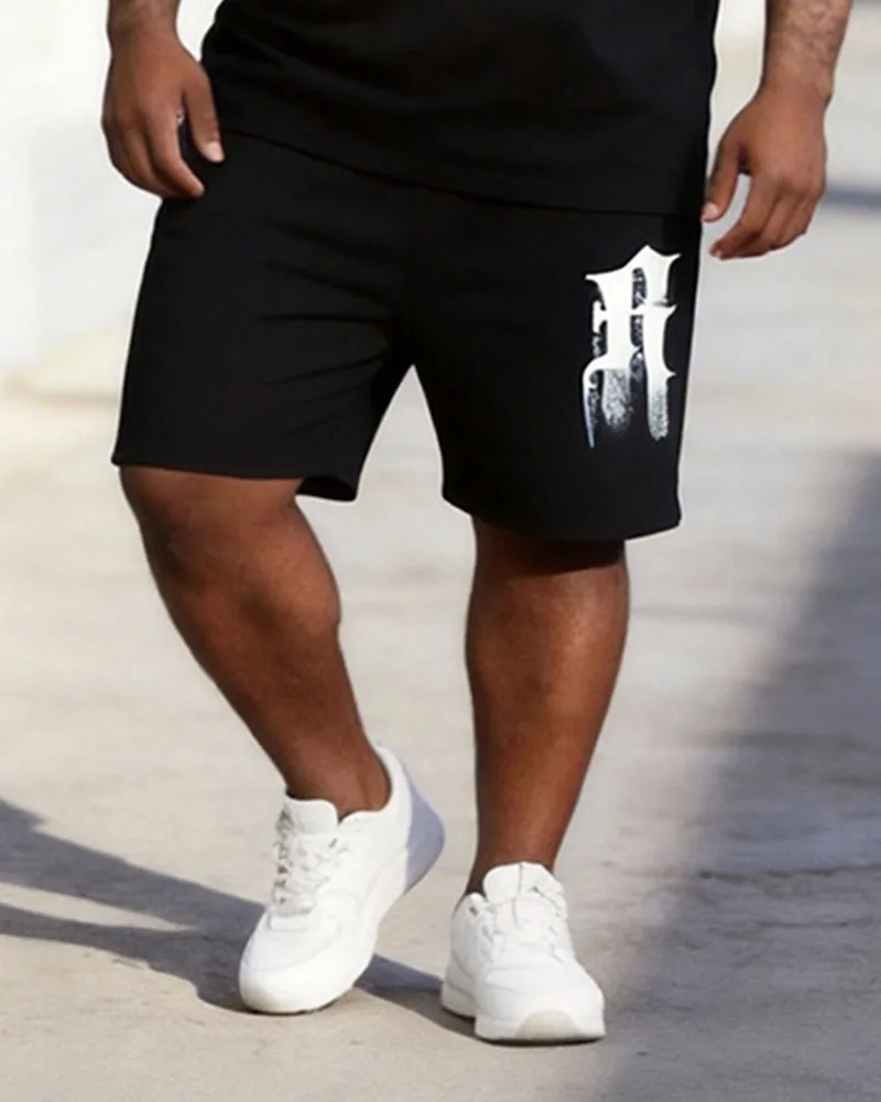Big & Tall Men's Gothic Richmond Letter Printed Round Neck Short Sleeve T-Shirt Shorts Set sold by Biggmans product image thumbnail 5