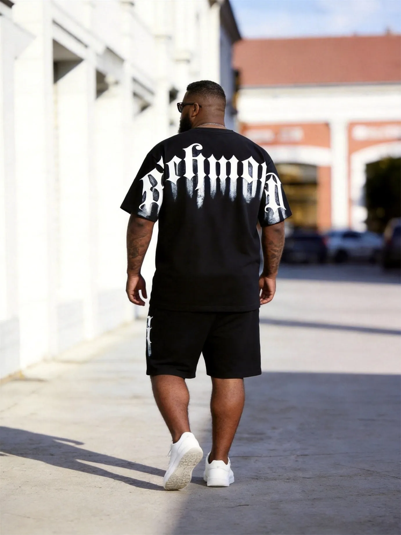 Big & Tall Men's Gothic Richmond Letter Printed Round Neck Short Sleeve T-Shirt Shorts Set sold by Biggmans product image thumbnail 3