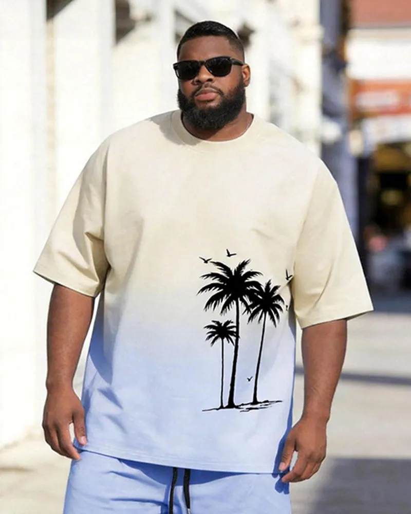 Big & Tall Men's Gradient Coconut Summertime Printed Round Neck Short Sleeve T-shirt Shorts Set sold by Biggmans product image thumbnail 2