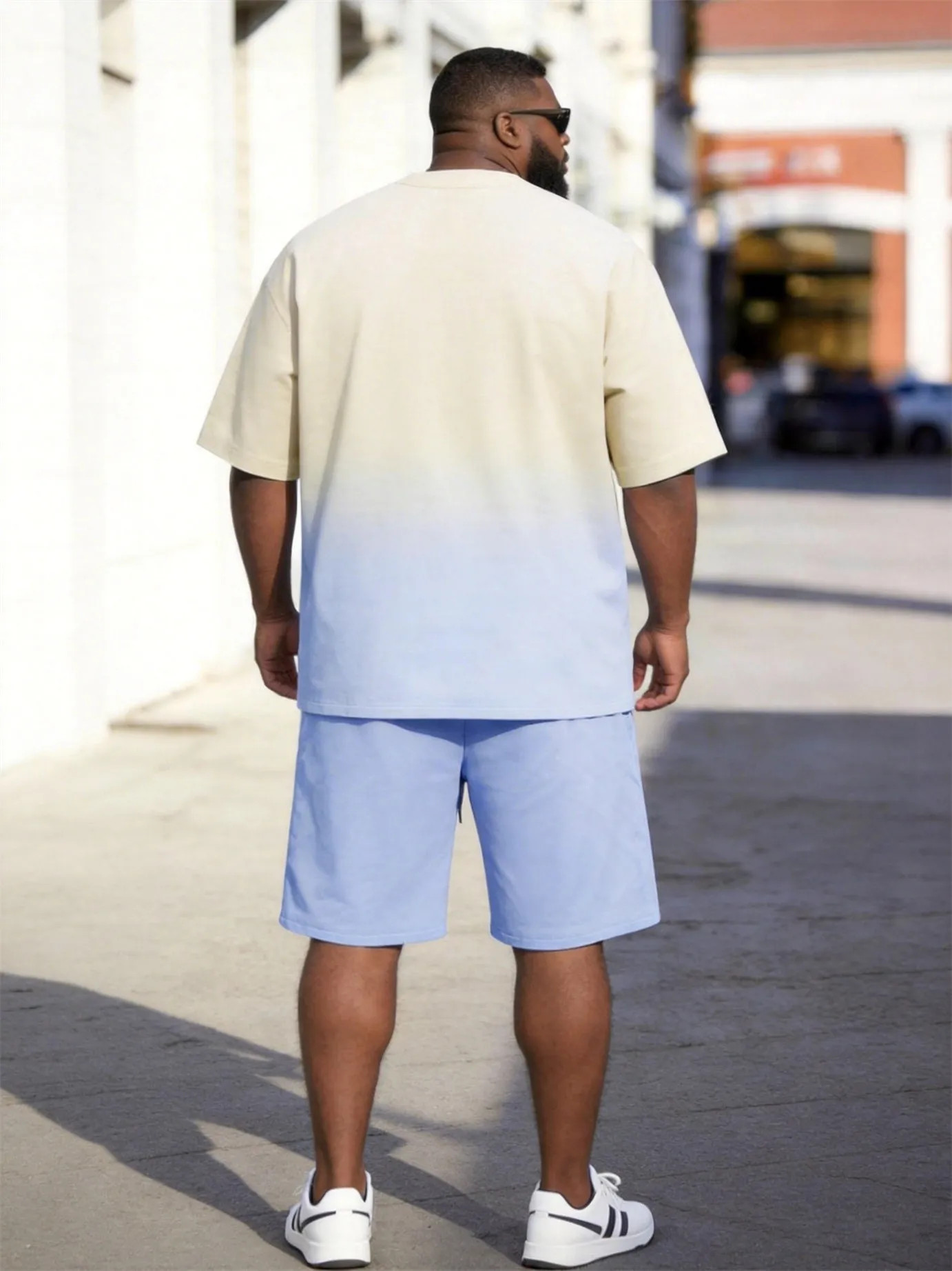 Big & Tall Men's Gradient Coconut Summertime Printed Round Neck Short Sleeve T-shirt Shorts Set sold by Biggmans product image thumbnail 4